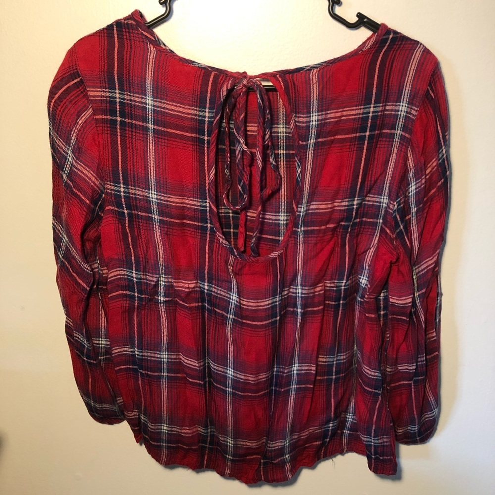 Plaid 3/4 Sleeve Top